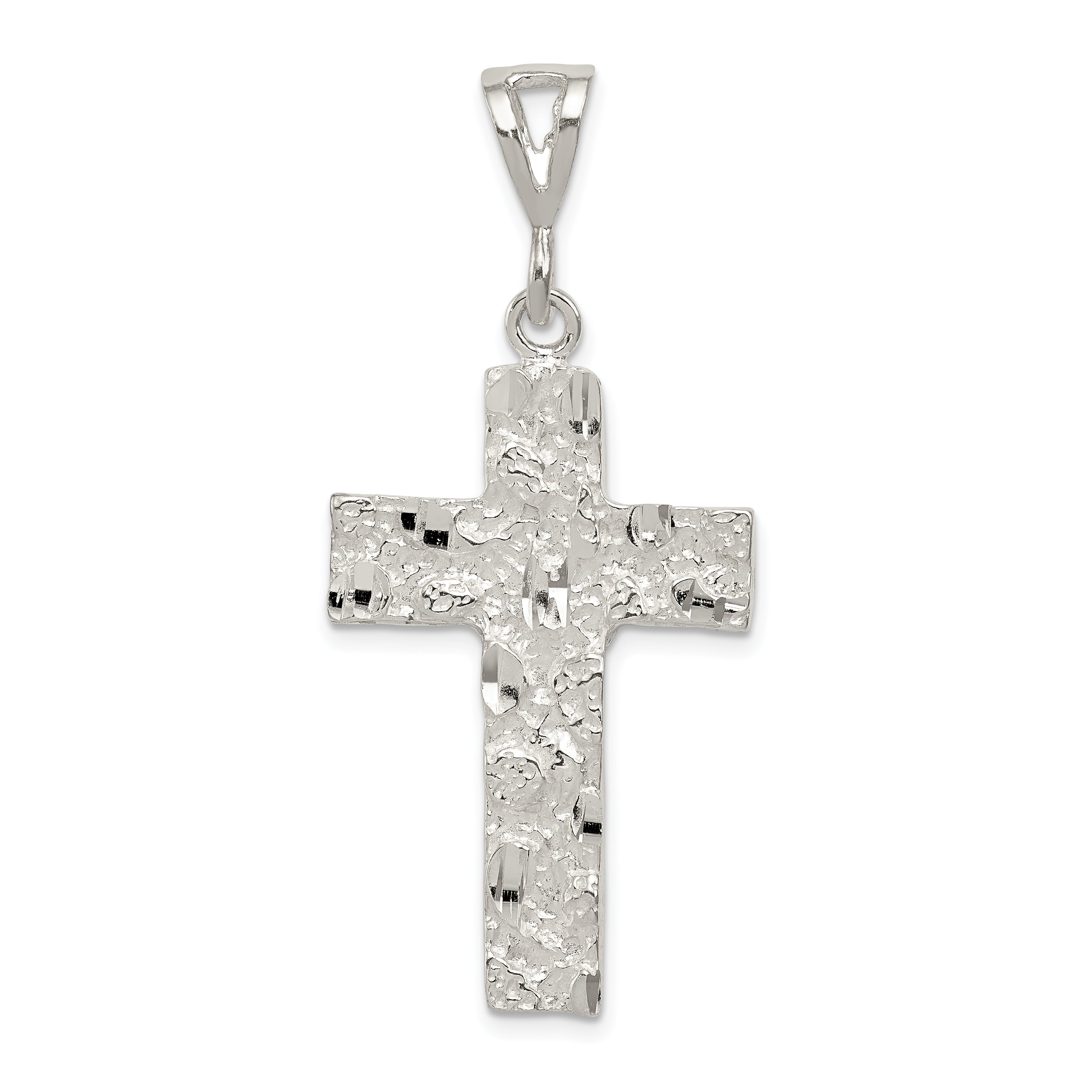 Sterling Silver Nugget Cross Pendant