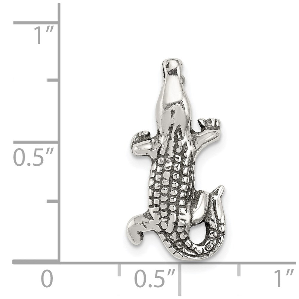 Sterling Silver Antiqued Alligator Chain Slide