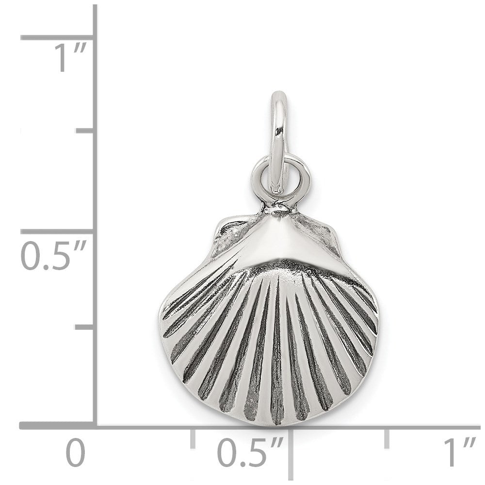 Sterling Silver Antiqued Sea Shell Charm