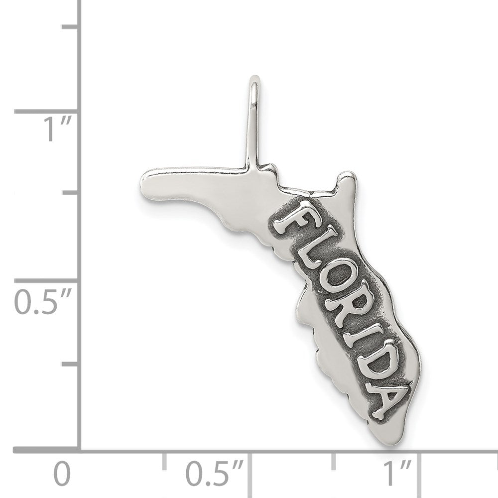 Sterling Silver Antiqued Florida State Charm