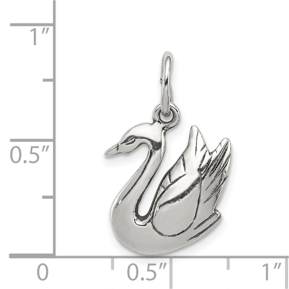 Sterling Silver Antiqued Swan Charm