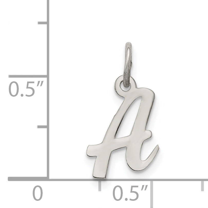 Sterling Silver Rhodium-plated Script Letter A Initial Charm