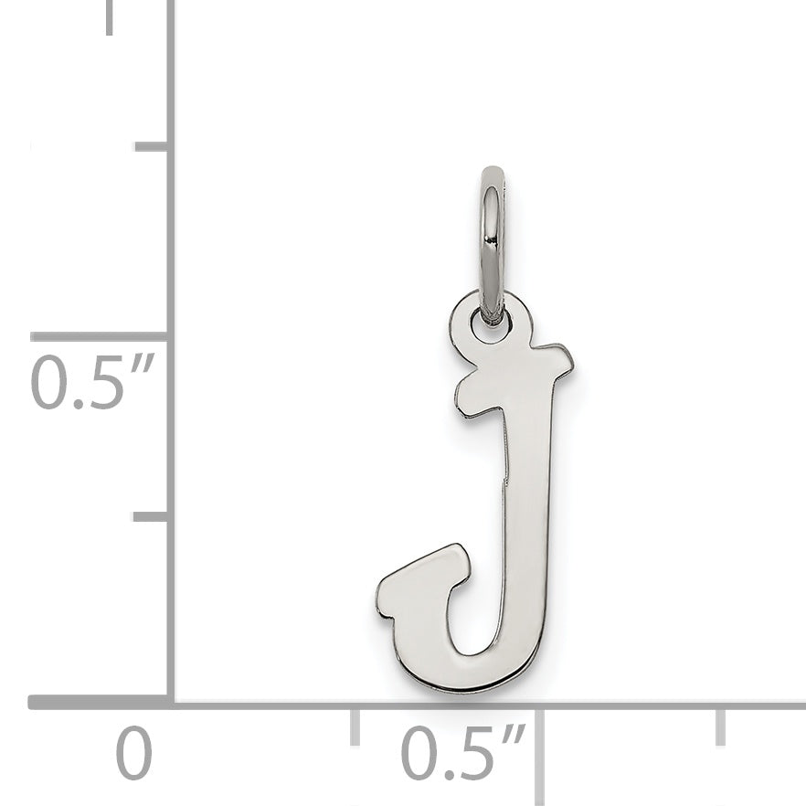 Sterling Silver Rhodium-plated Script Letter J Initial Charm
