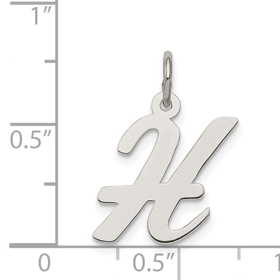 Sterling Silver Rhodium-plated Script Letter H Initial Charm