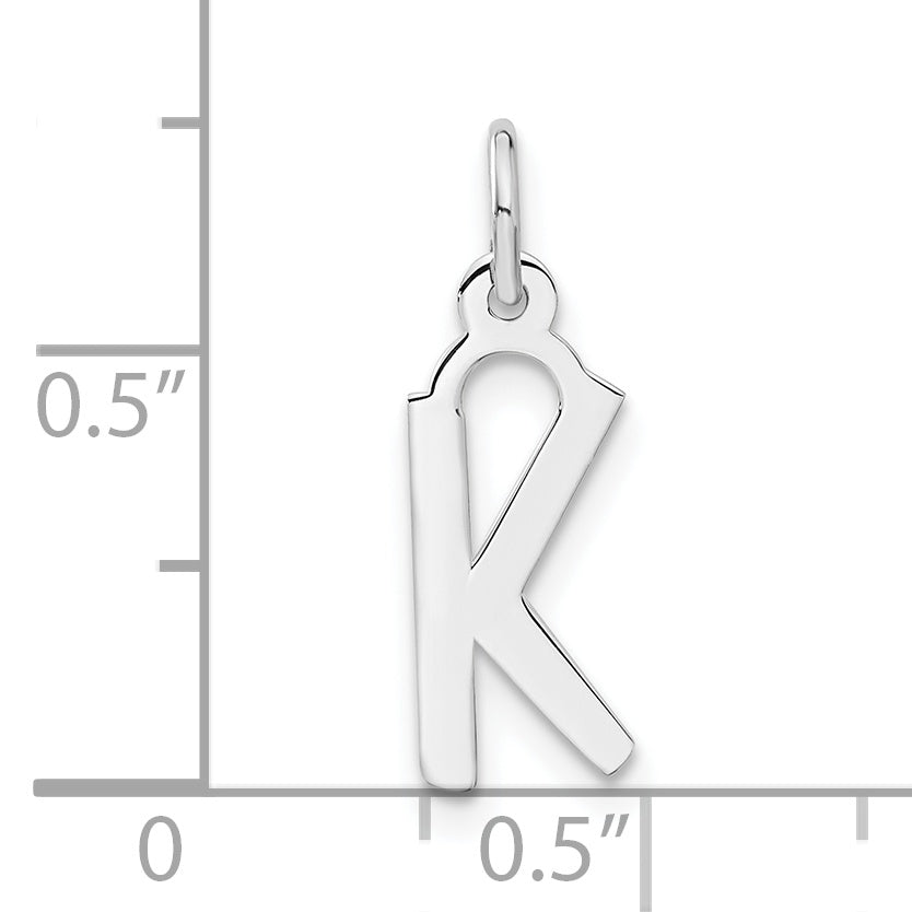 Sterling Silver Medium Slanted Block Initial K Charm