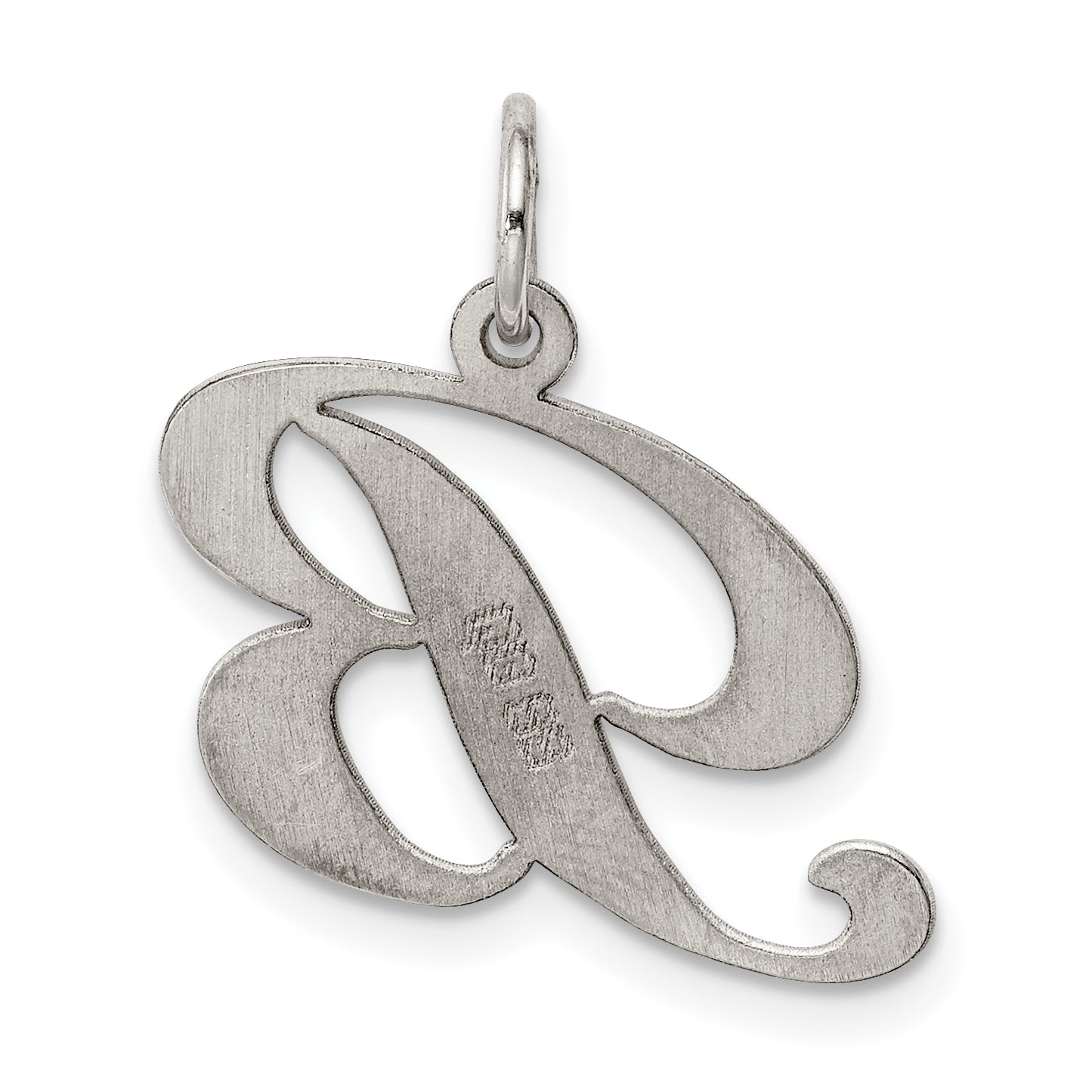 Sterling Silver Rhodium-plated Fancy Script Letter B Initial Charm
