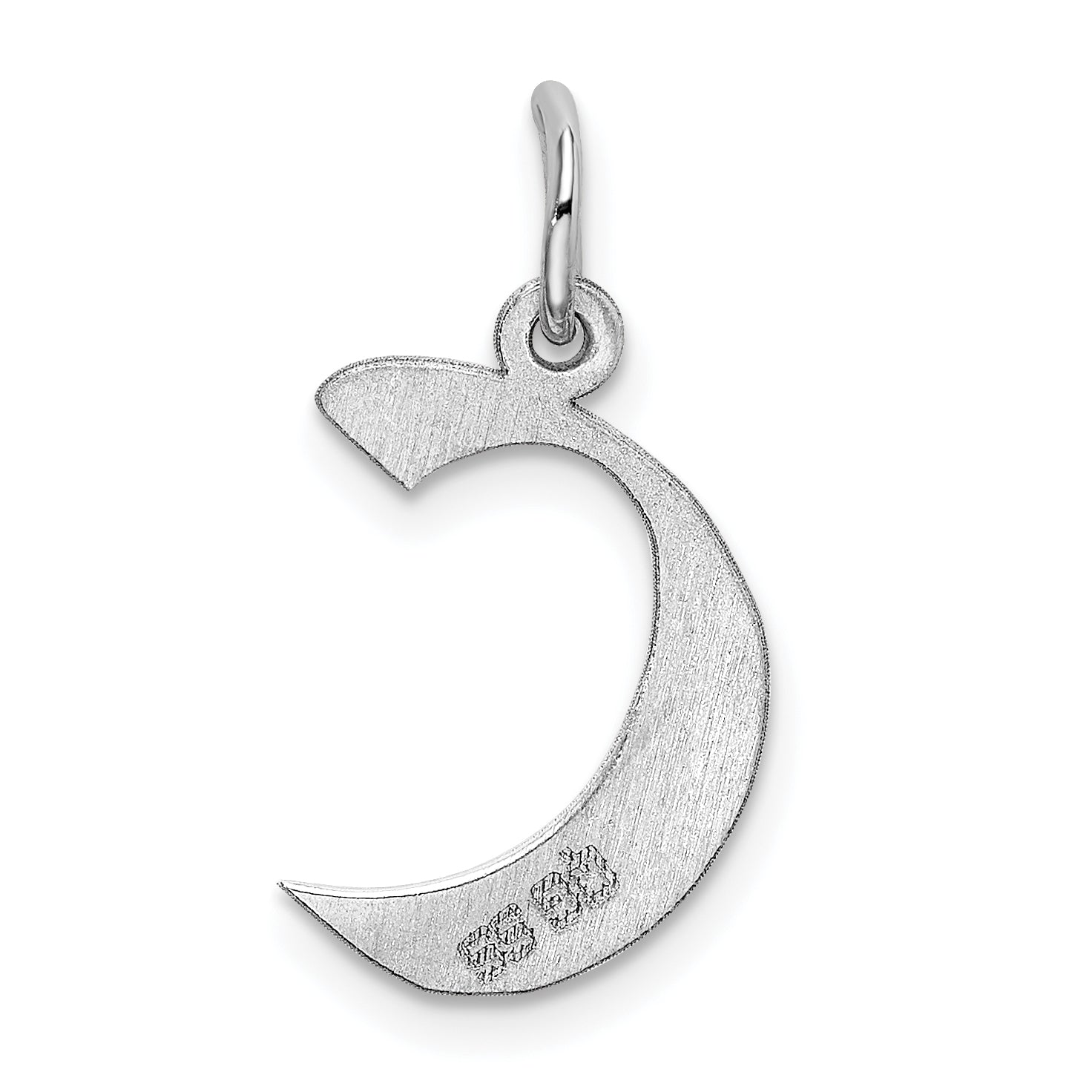 Sterling Silver Rhodium-plated Artisan Block Letter C Initial Charm