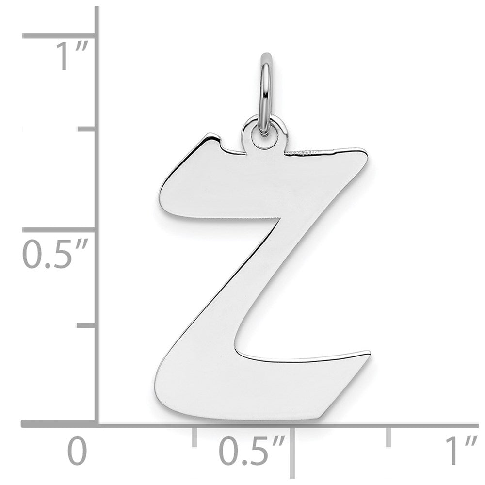 Sterling Silver Rhodium-plated Artisan Block Letter Z Initial Charm