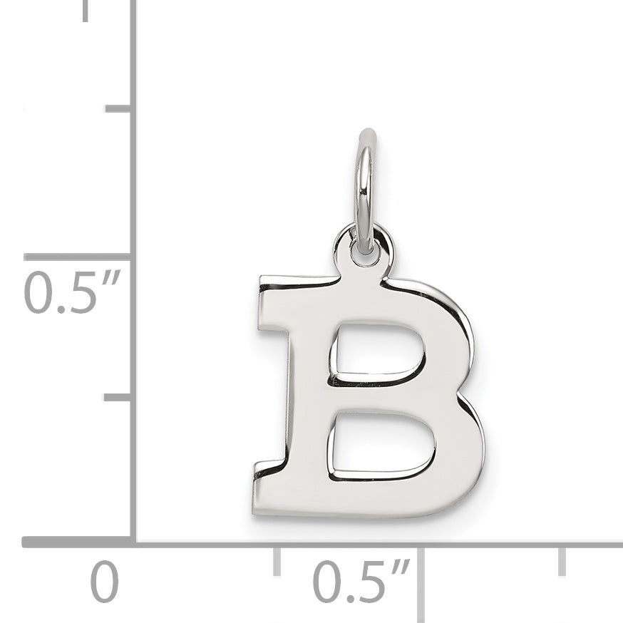 Sterling Silver Rhodium-plated Block Letter B Initial Charm