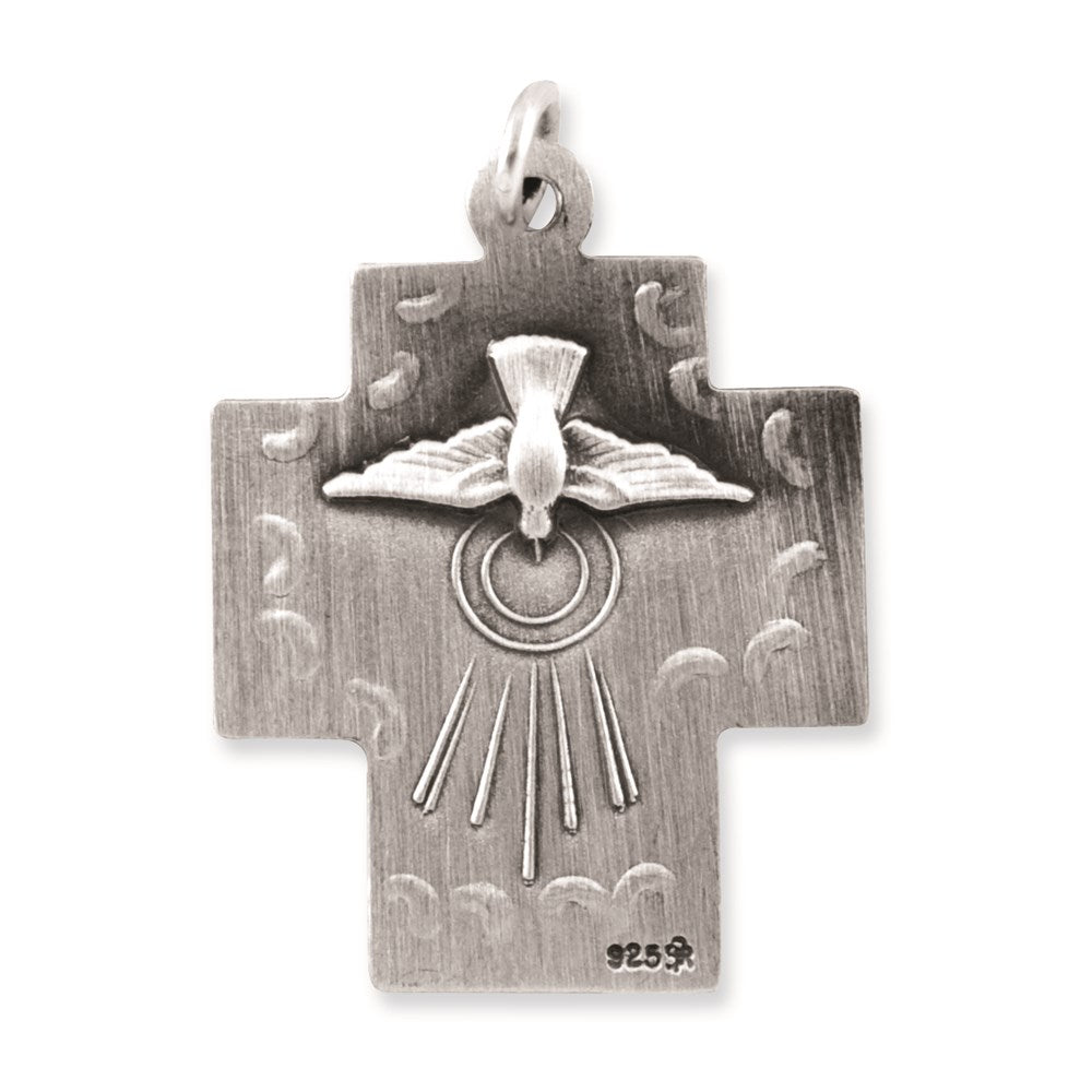 Sterling Silver Antiqued Alpha Omega Cross Pendant