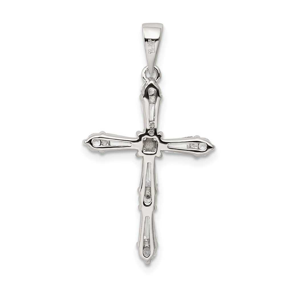 Sterling Silver Rhodium-plated CZ Cross Pendant