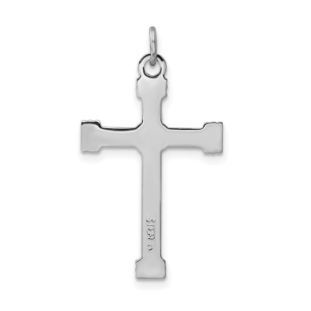 Sterling Silver Rhodium-plated & 18k Gold-plated Rope Cross Pendant