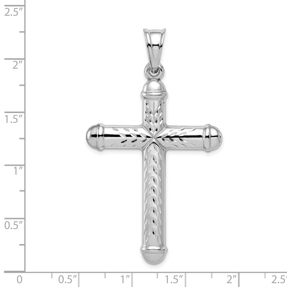Sterling Silver Rhodium-plated Diamond -Cut Reversible Cross Pendant