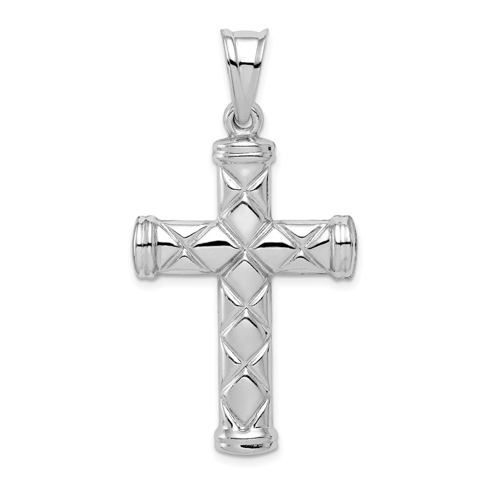 Sterling Silver Rhodium-plated Hollow Latin Cross Pendant