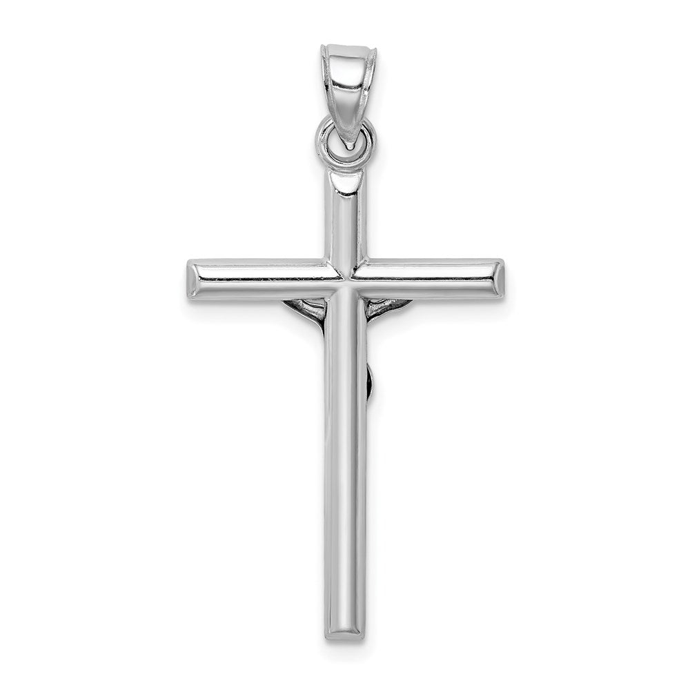Sterling Silver Rhodium-plated Polished Crucifix Pendant