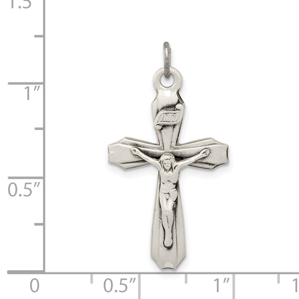 Sterling Silver Antiqued INRI Crucifix Pendant