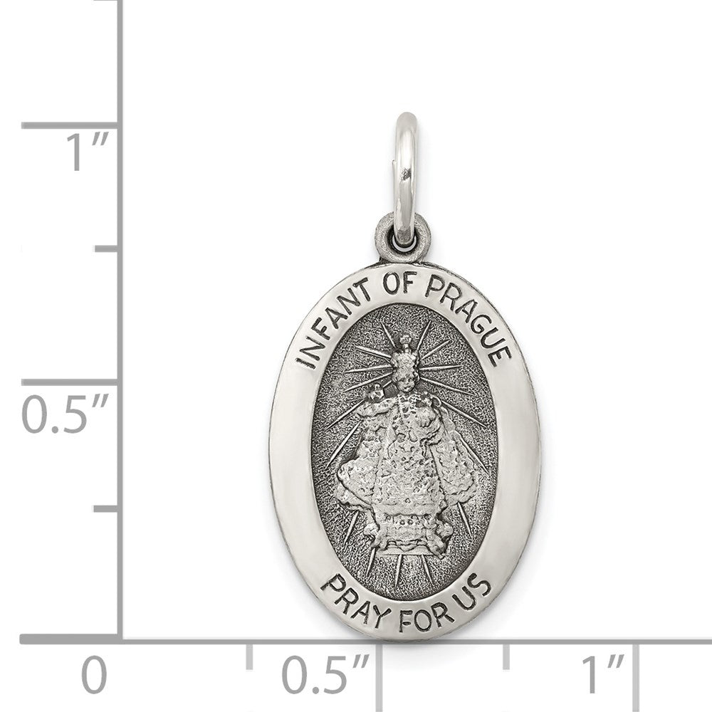 Sterling Silver Antiqued Infant of Prague Medal