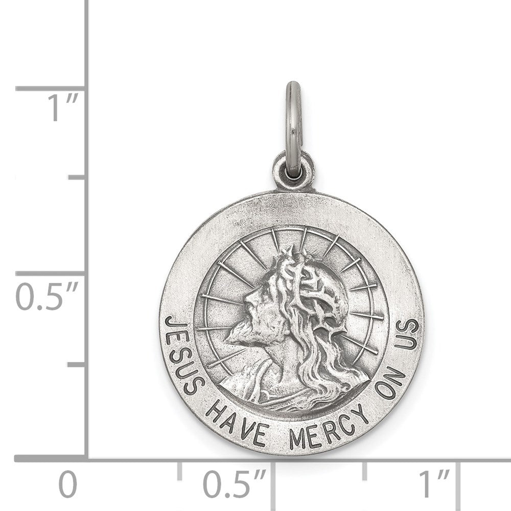 Sterling Silver Antiqued Jesus Have Mercy Medal