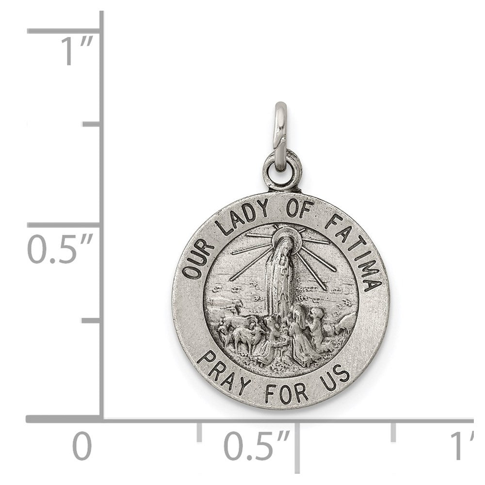 Sterling Silver Antiqued Our Lady of Fatima Medal