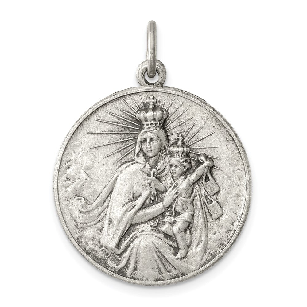 Sterling Silver Antiqued Our Lady of the Holy Scapular Medal