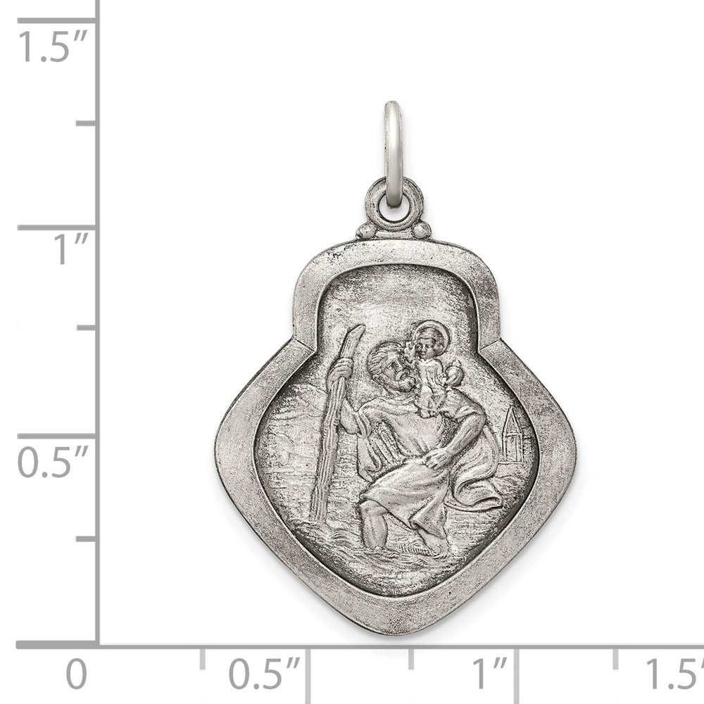 Sterling Silver Antiqued Saint Christopher Medal
