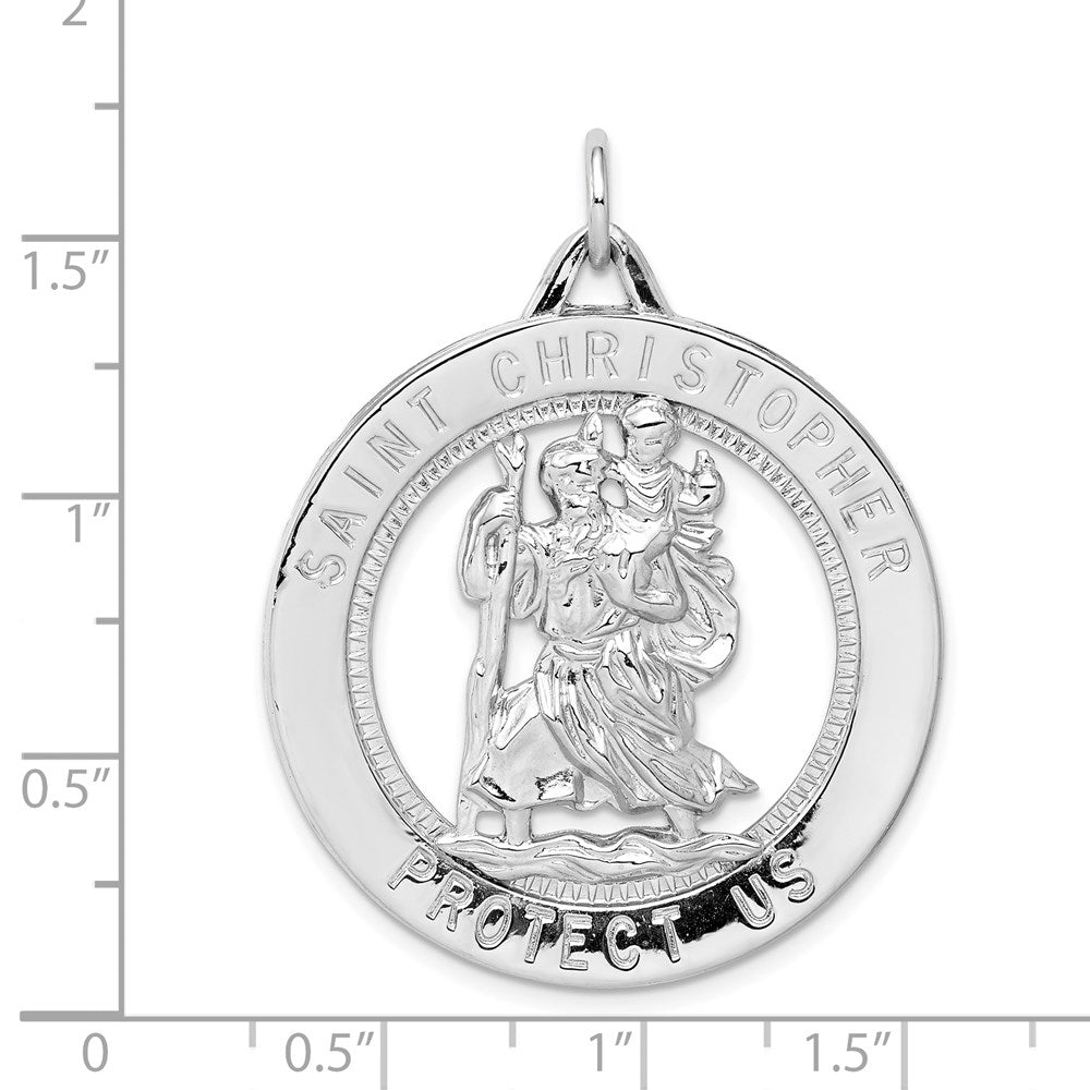Sterling Silver Rhodium-plated Saint Christopher Medal