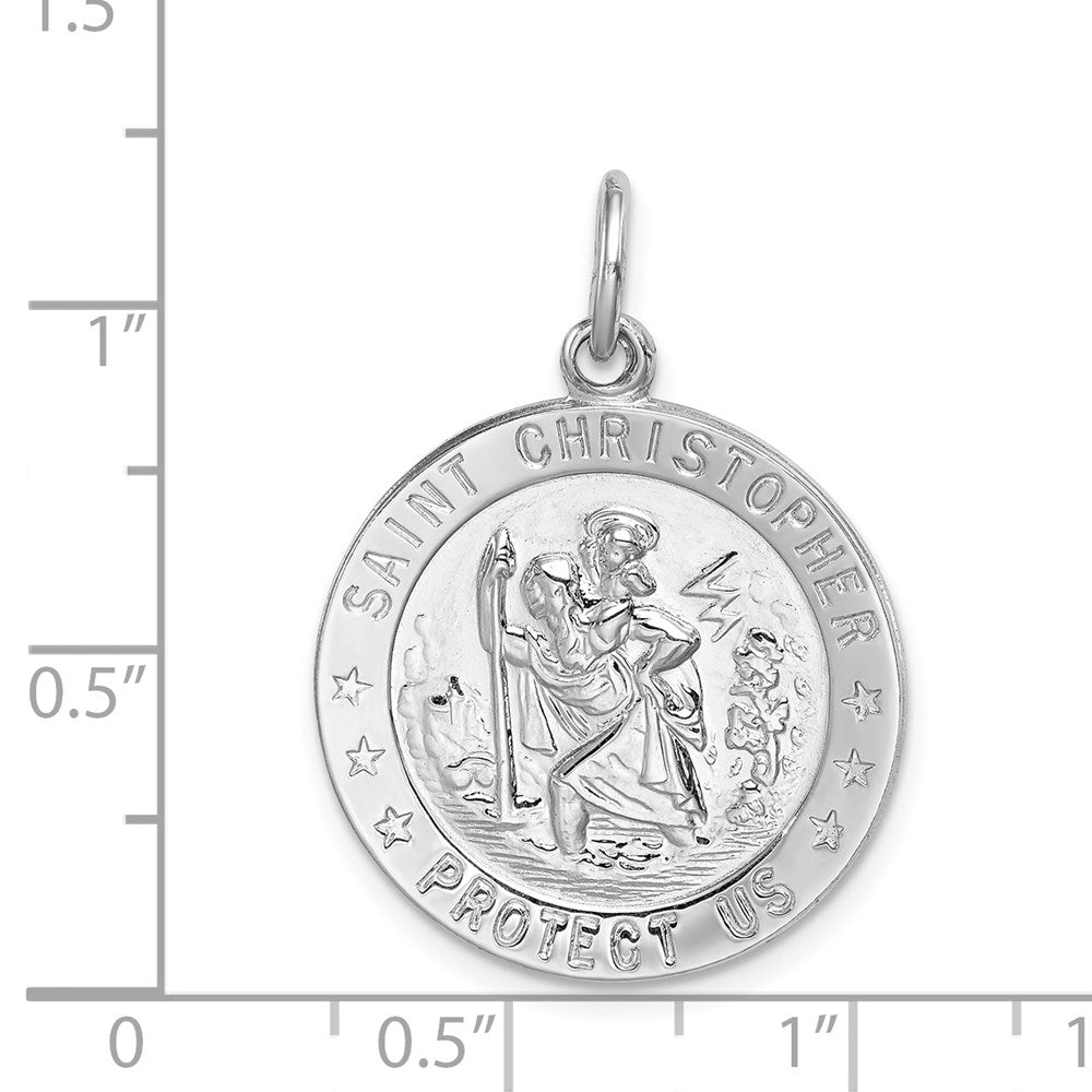 Sterling Silver Rhodium-plated Saint Christopher Medal