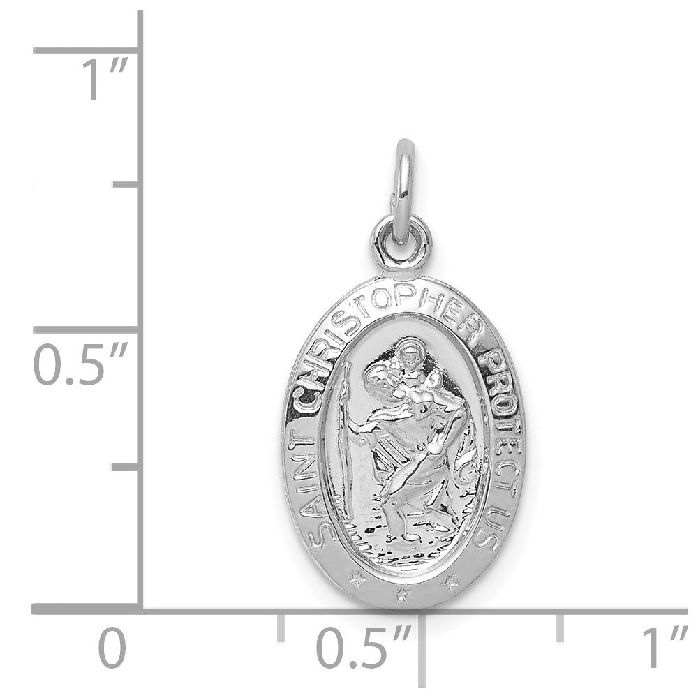 Sterling Silver Rhodium-plated Saint Christopher Medal