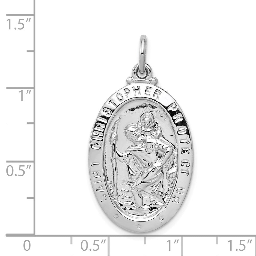 Sterling Silver Rhodium-plated Saint Christopher Medal