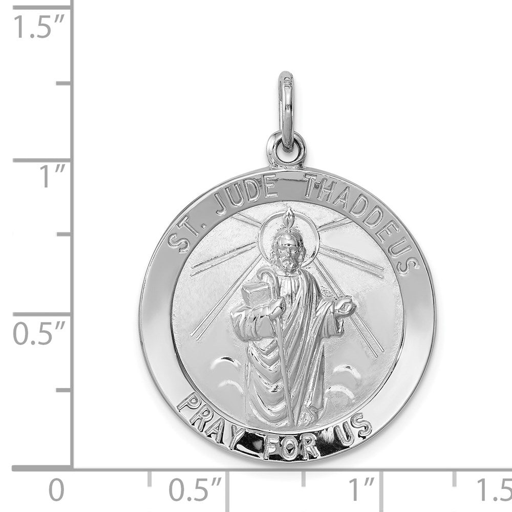 Sterling Silver Rhodium-plated Saint Jude Thaddeus Medal