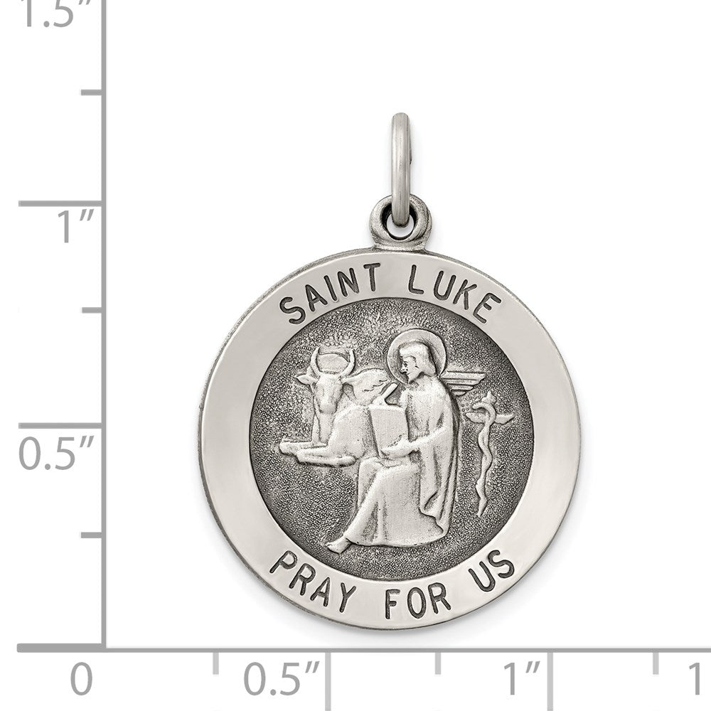 Sterling Silver Antiqued Saint Luke Medal