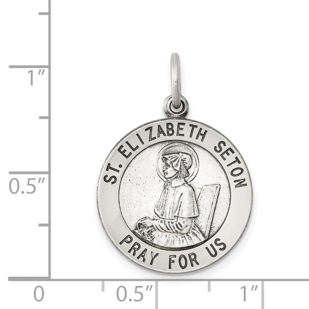 Sterling Silver Antiqued Saint Elizabeth Seton Medal