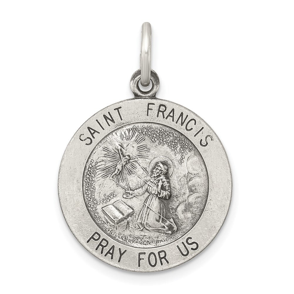 Sterling Silver Antiqued Saint Francis Medal