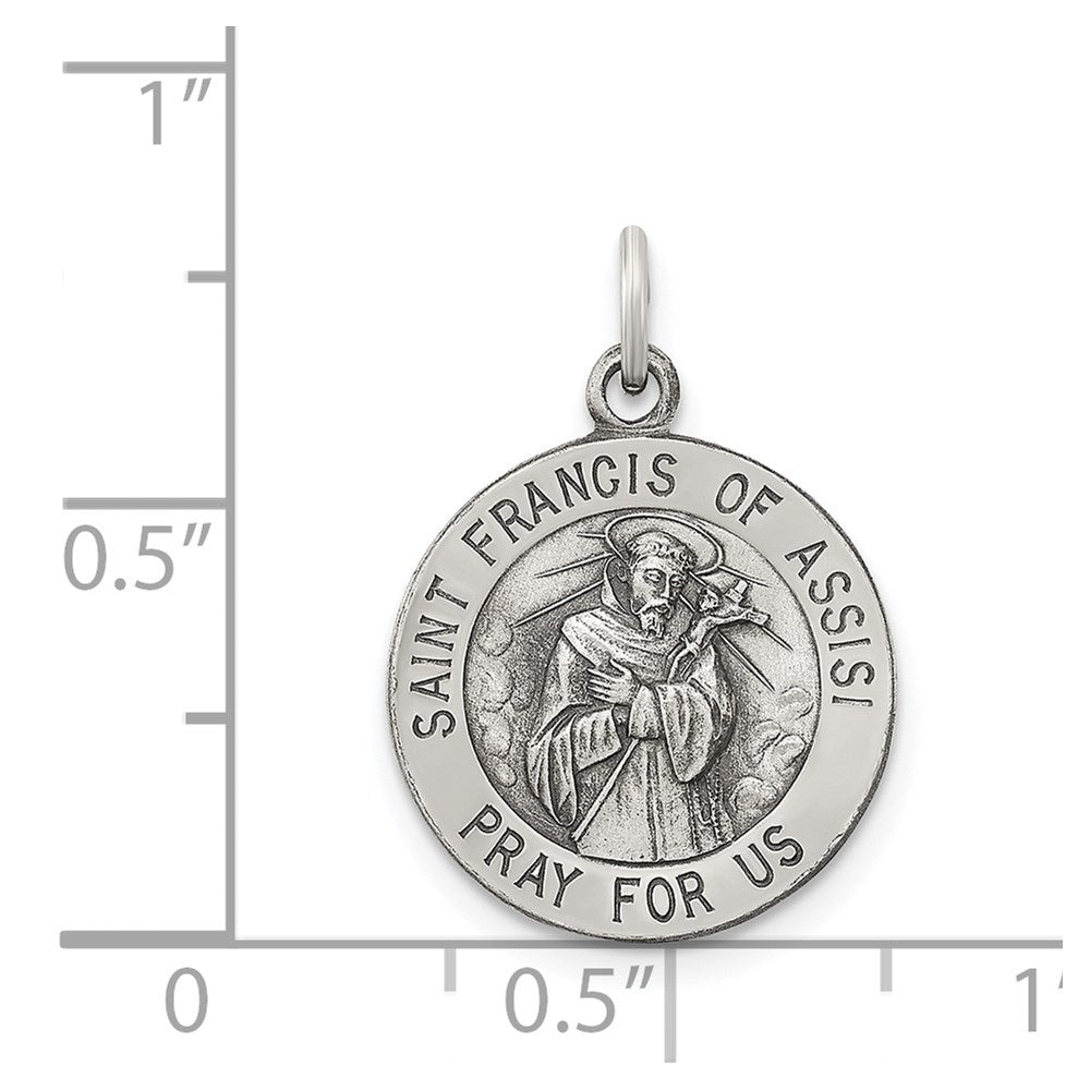 Sterling Silver Antiqued Saint Francis of Assisi Medal
