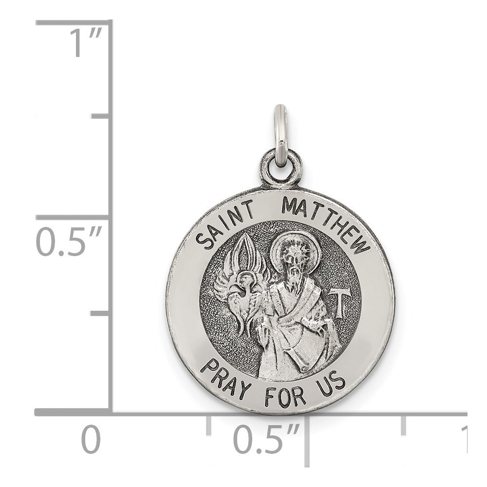 Sterling Silver Antiqued Saint Matthew Medal