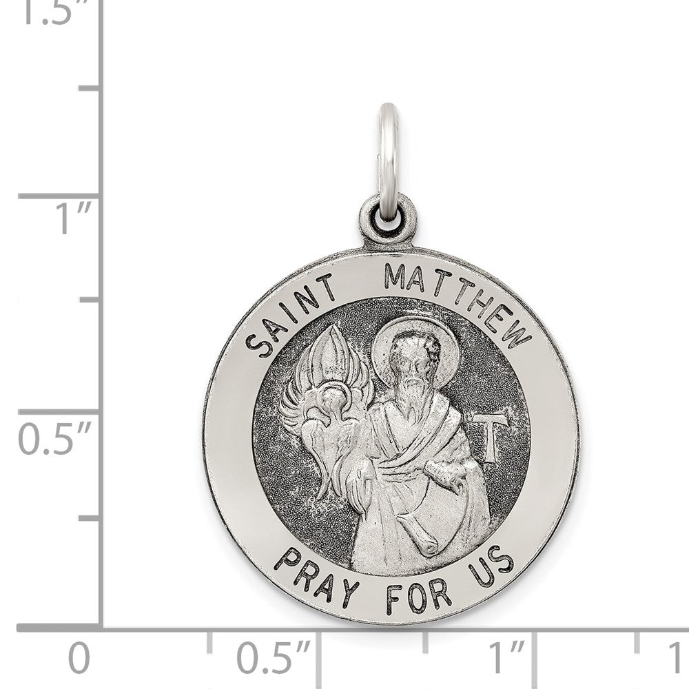 Sterling Silver Antiqued Saint Matthew Medal