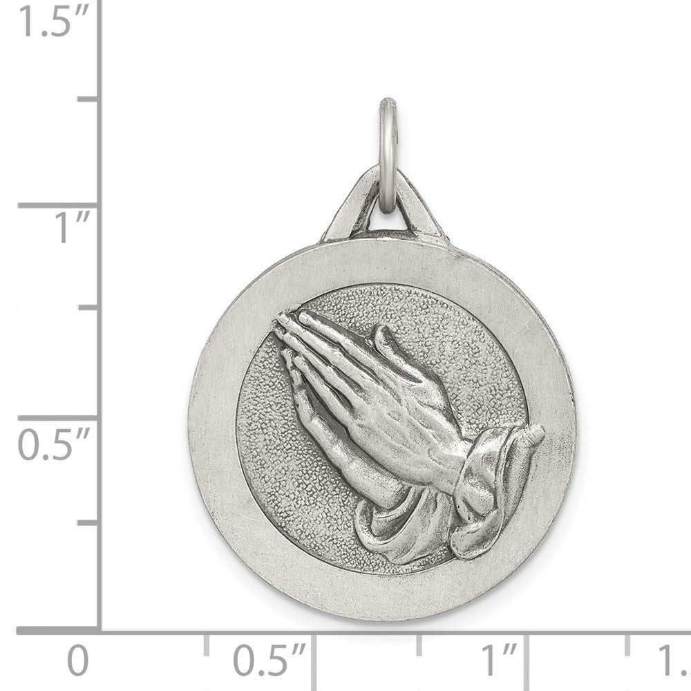 Sterling Silver Antiqued Praying Hands Pendant