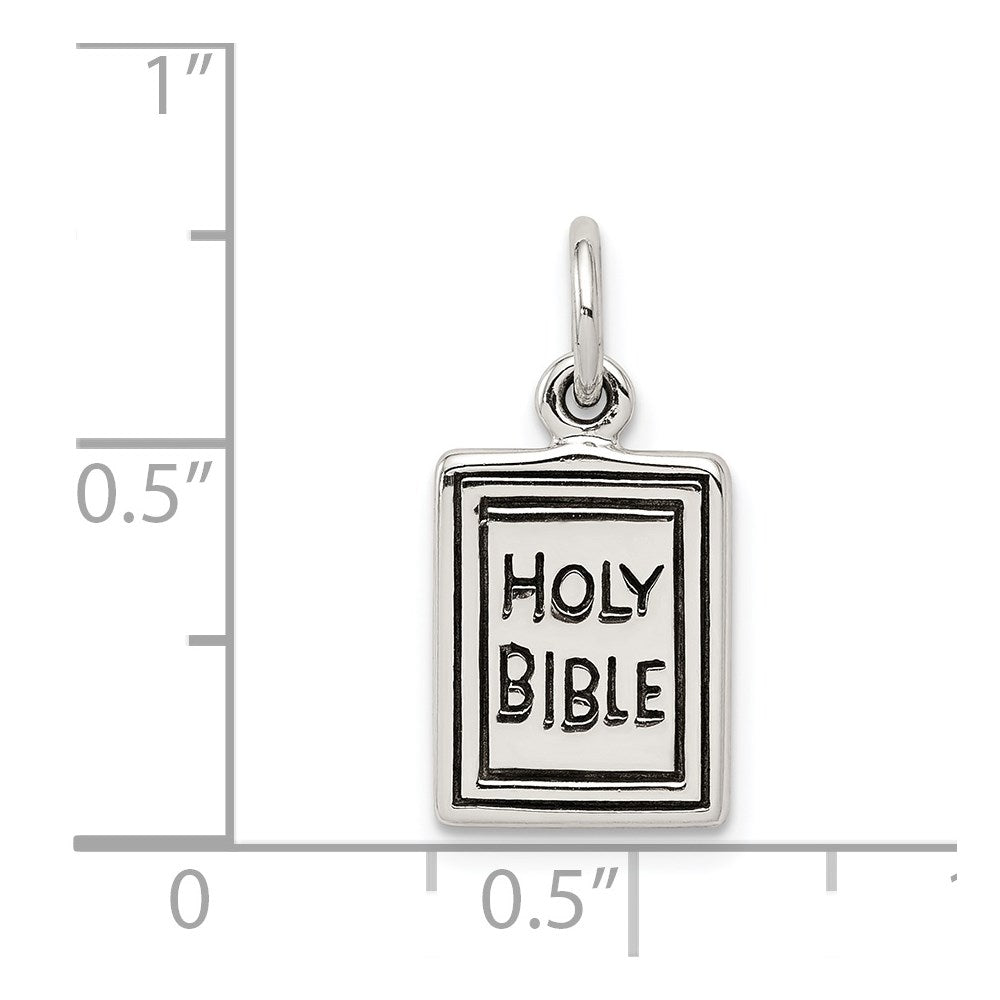 Sterling Silver Antiqued Holy Bible Charm