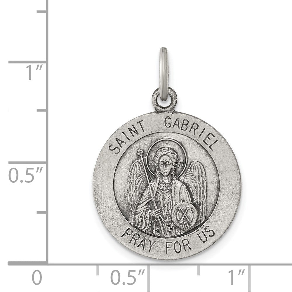 Sterling Silver Antiqued Saint Gabriel Medal