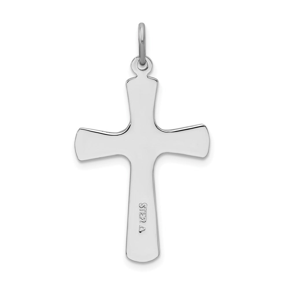 Sterling Silver Rhodium-plated Enamel Cross Pendant
