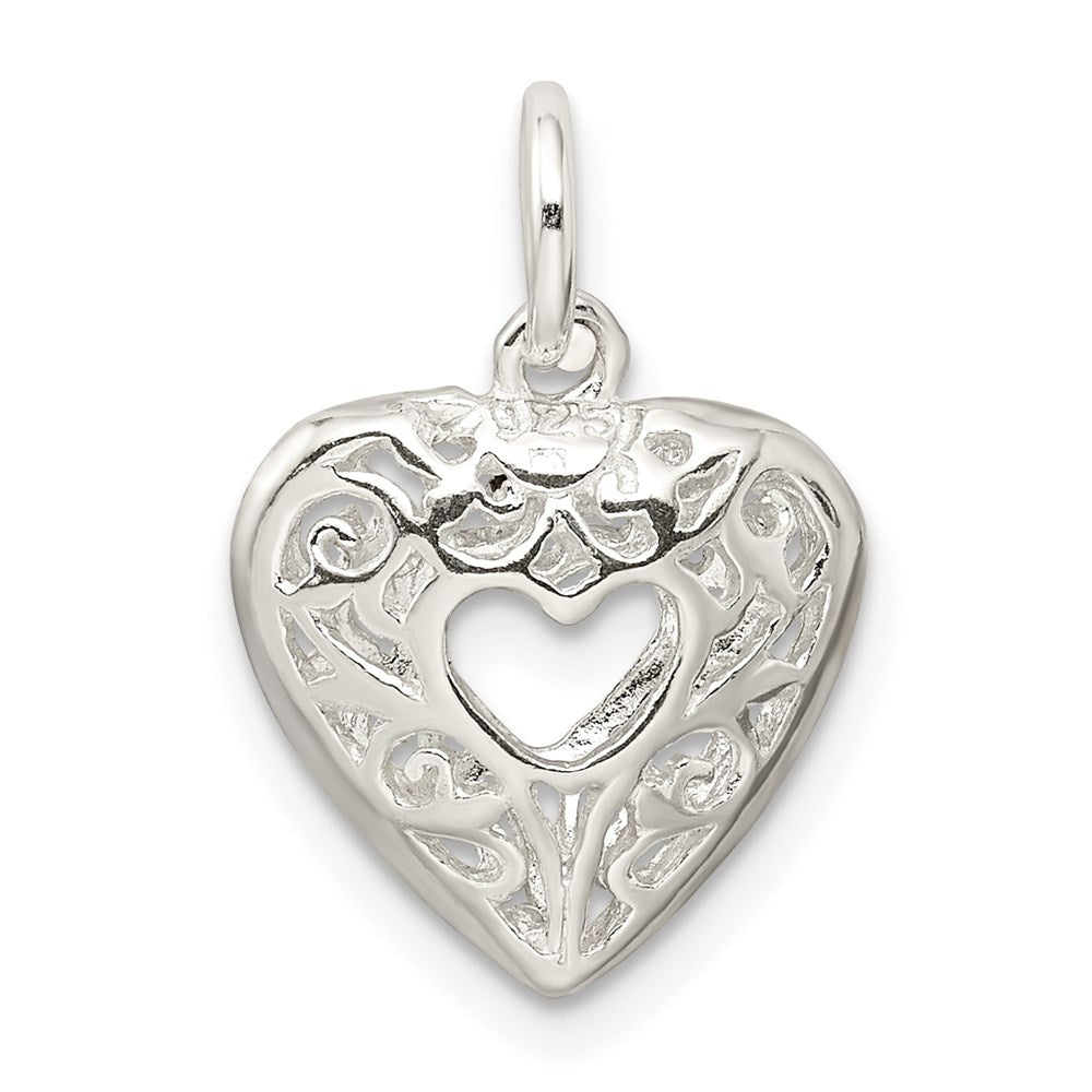 Sterling Silver Filigree Heart Charm