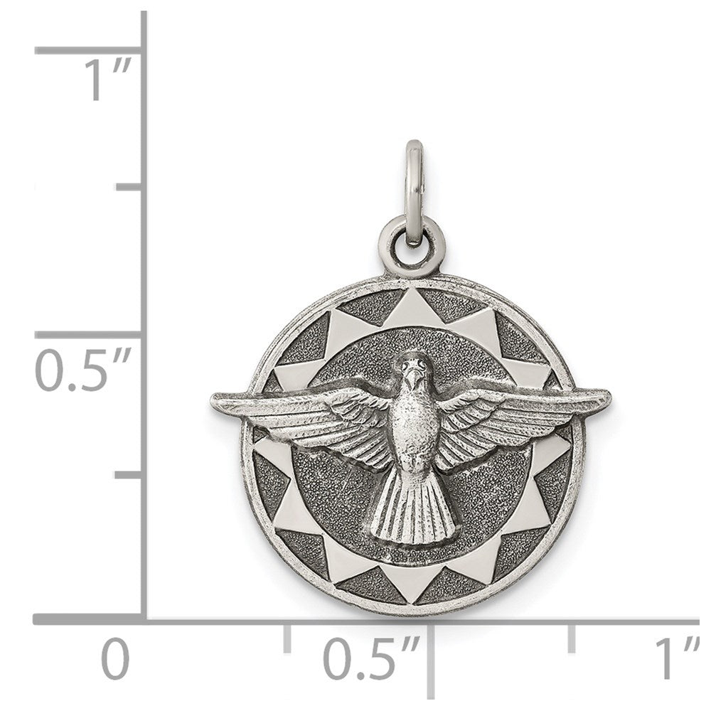 Sterling Silver Antiqued Holy Spirit Medal