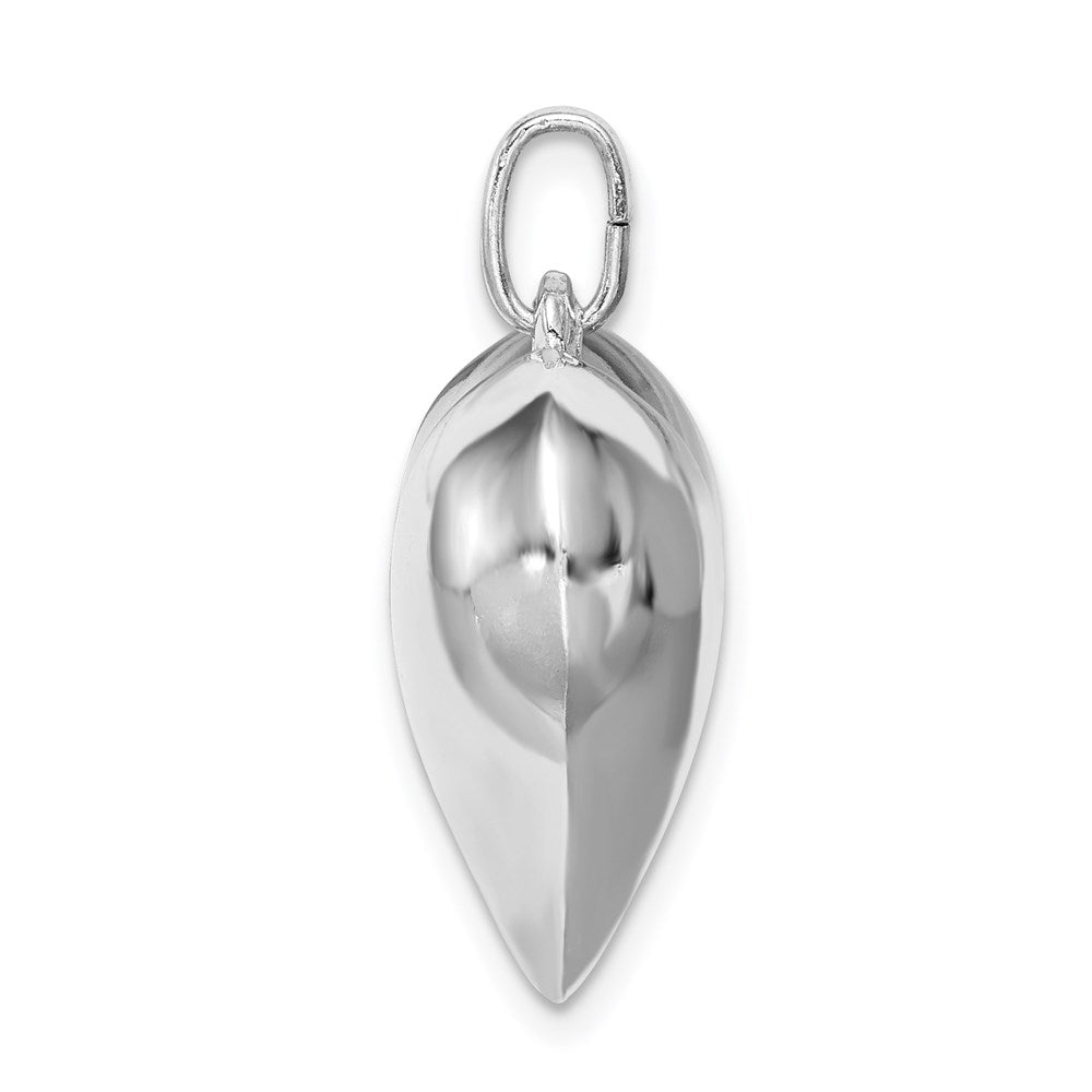 Sterling Silver Rhodium-plated Puffed Heart Pendant