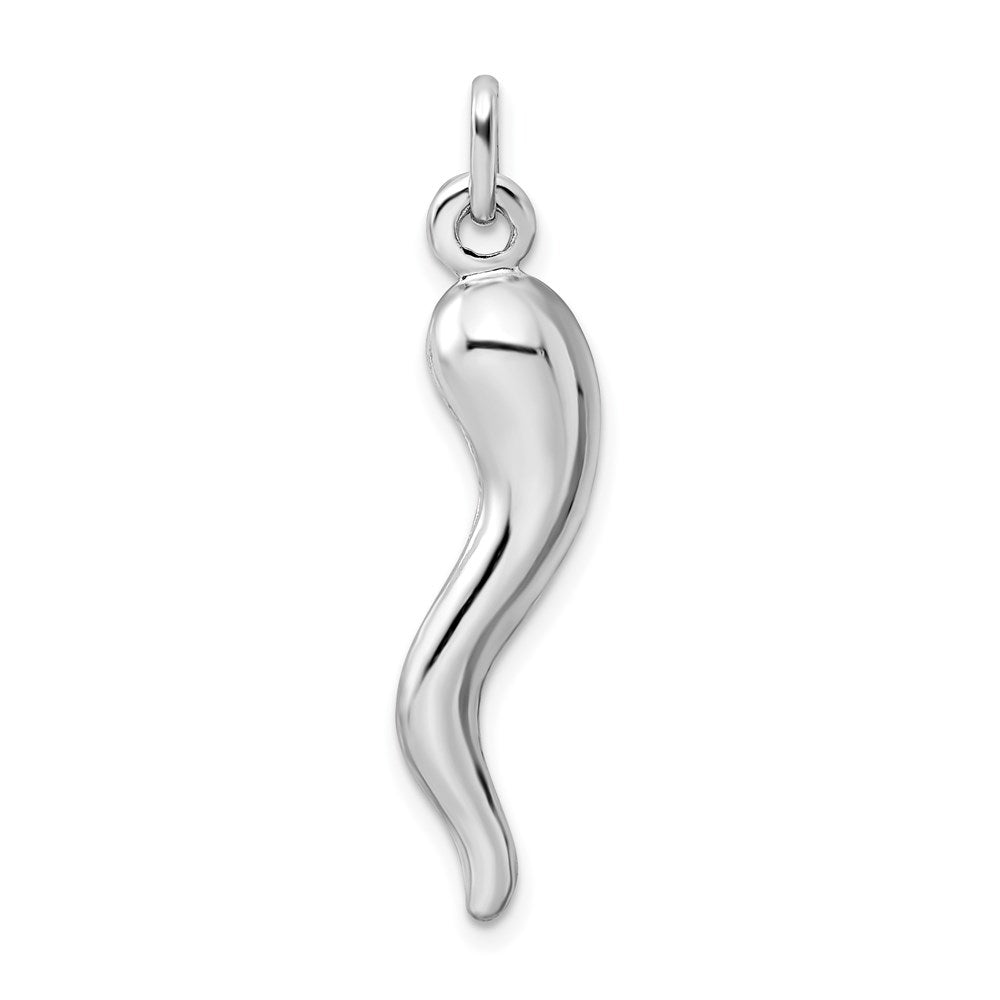 Sterling Silver Rhodium-plated Italian Horn Pendant