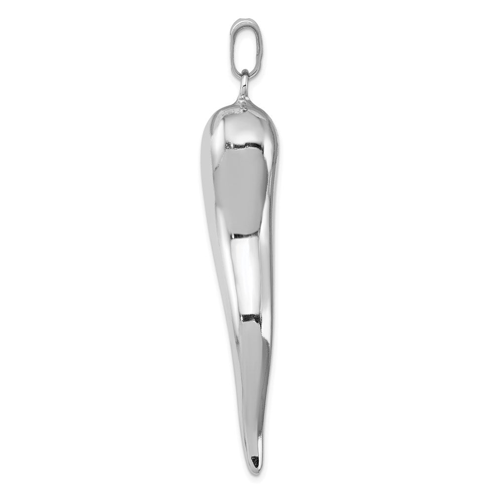 Sterling Silver Rhodium-plated Italian Horn Pendant