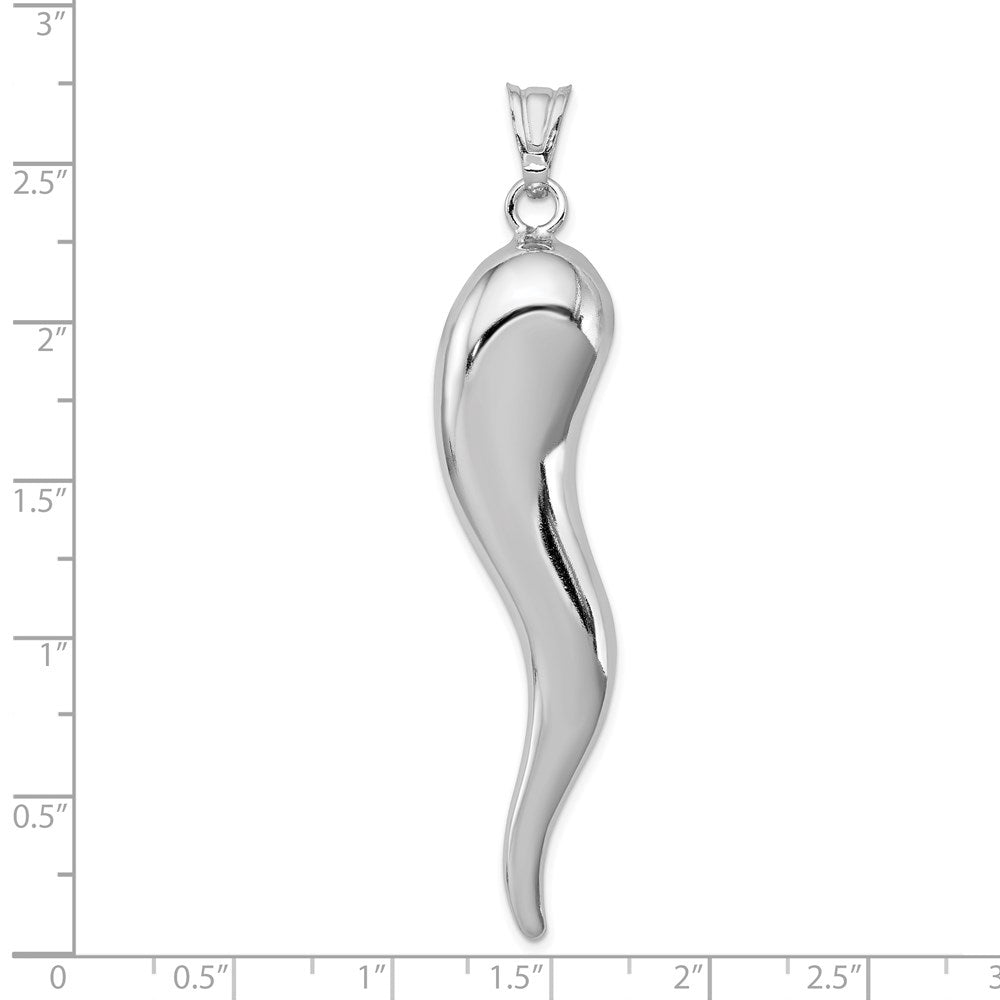 Sterling Silver Rhodium-plated Italian Horn Pendant