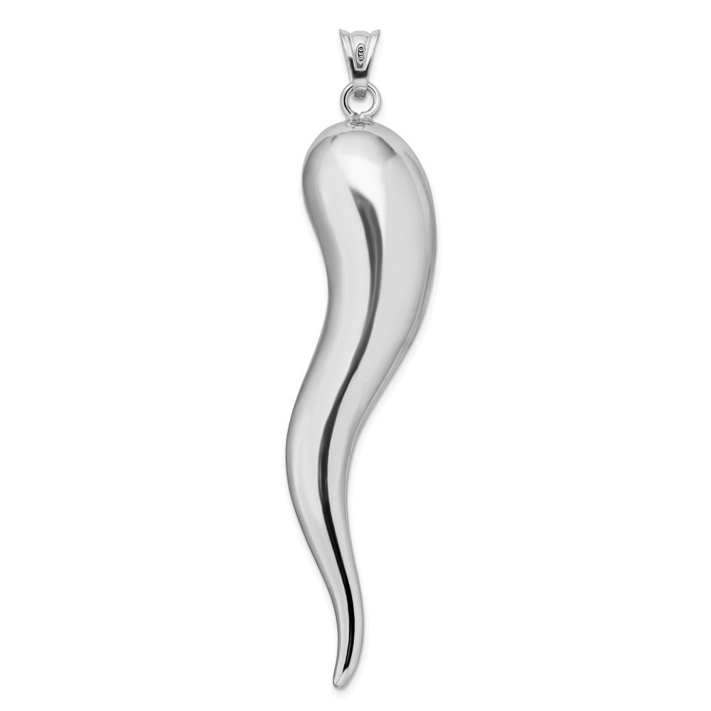 Sterling Silver Rhodium-plated Italian Horn Pendant