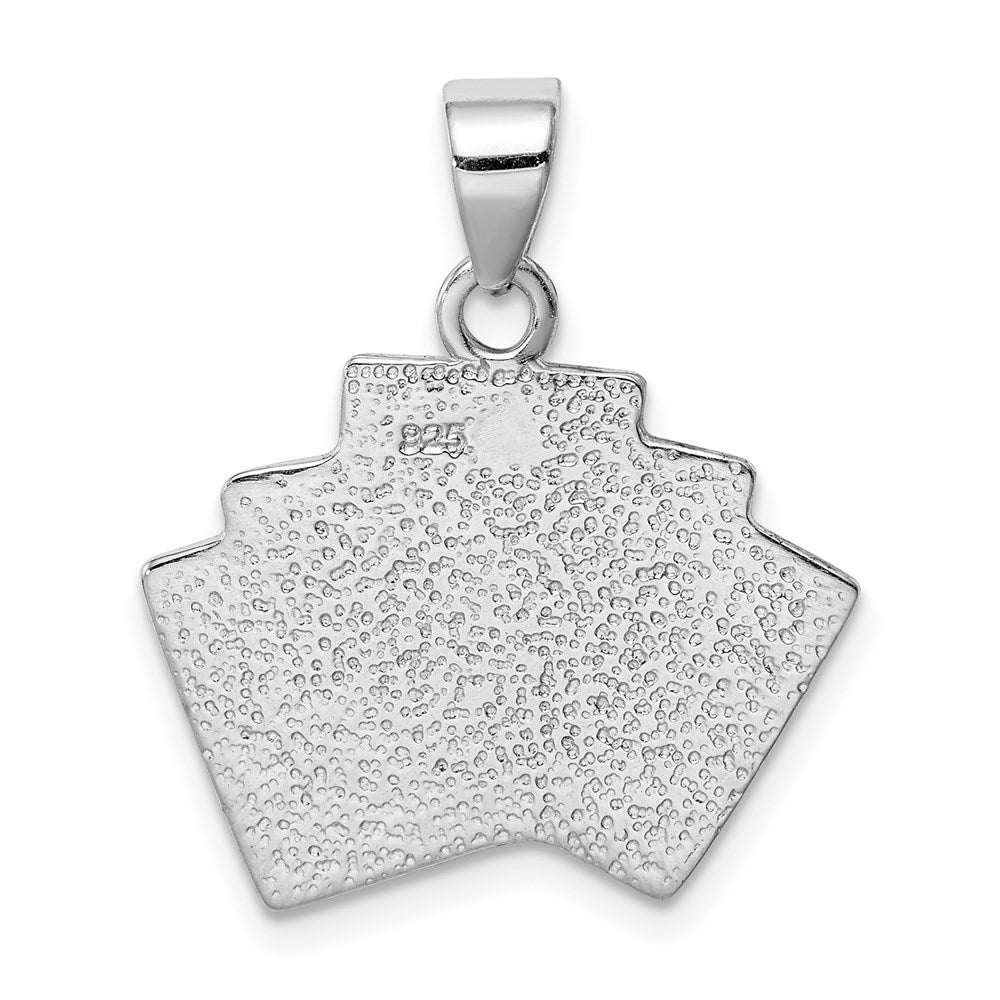 Sterling Silver Rhodium-platedEnamel Royal Flush Pendant