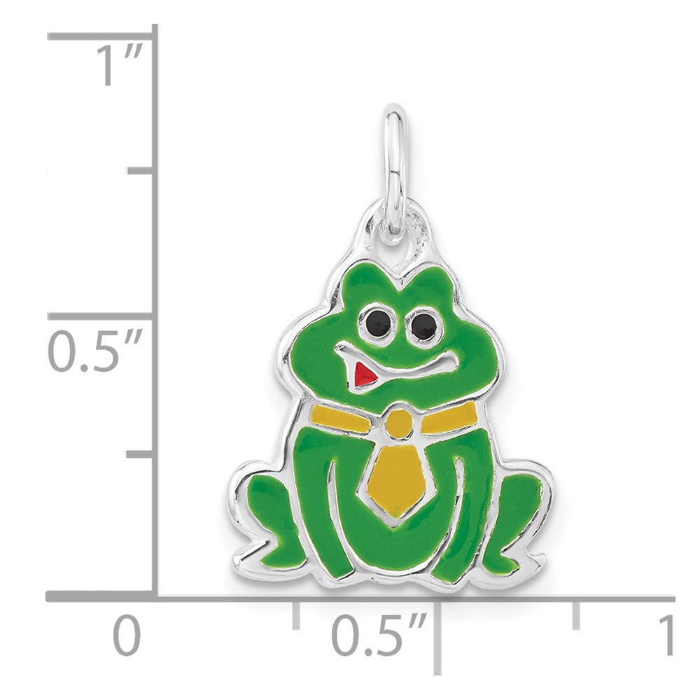 Sterling Silver Polished Multicolor Enameled Frog Charm