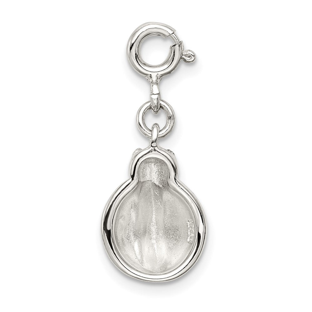 Sterling Silver Rhodium-plated Red and Black Enameled Lady bug Charm